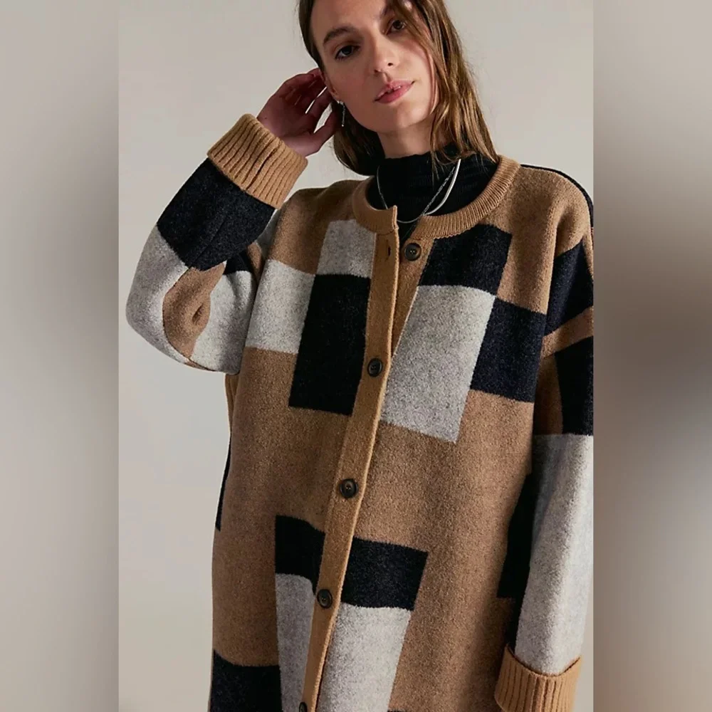 NWT Free People Check Me Out Long Cardigan Jacket